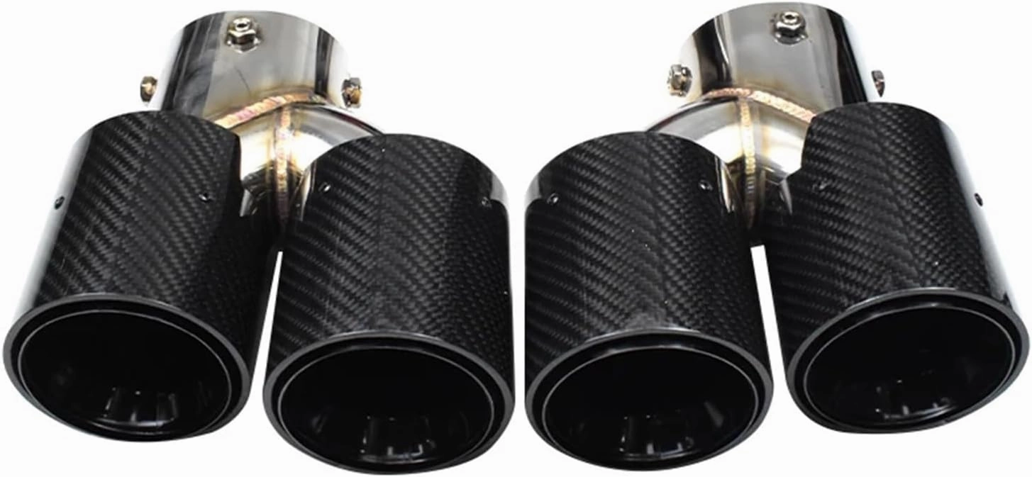 Compatible For BMW 2021 2022 2023 G23 M440i G20 G21 M340i G42 M240i Black 4 Outlet Carbon Fiber Exhaust Tip (Color : Black)