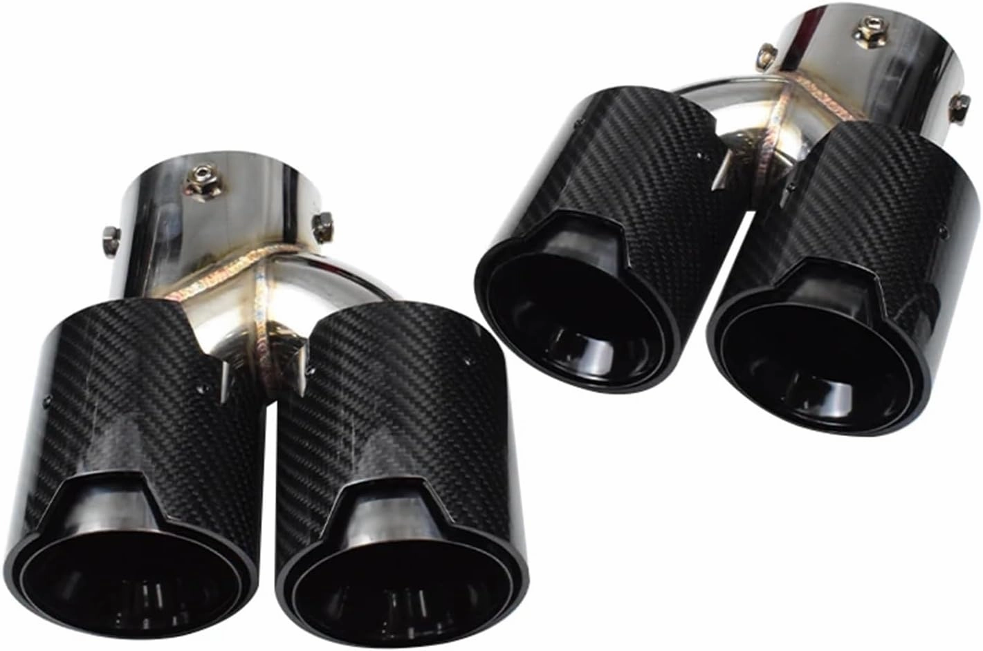 Compatible For BMW 2021 2022 2023 G23 M440i G20 G21 M340i G42 M240i Black 4 Outlet Carbon Fiber Exhaust Tip (Color : Black)
