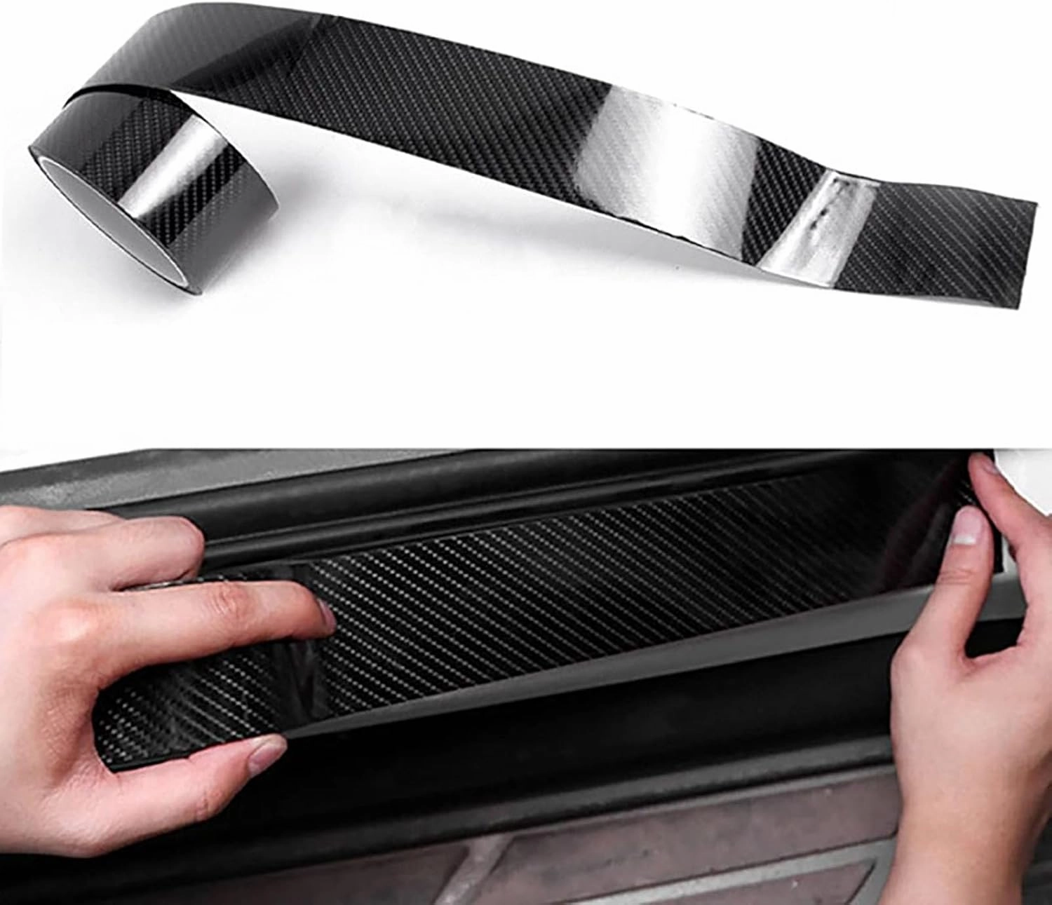 Compatible with Alfa Romeo Tonale, 3M Long Car Door Sill Protective Film, Door Edge Anti-Scratch Strip Self-Adhesive Tape Sticker Auto Parts,Carbon Fiber Texture-3CM Wide