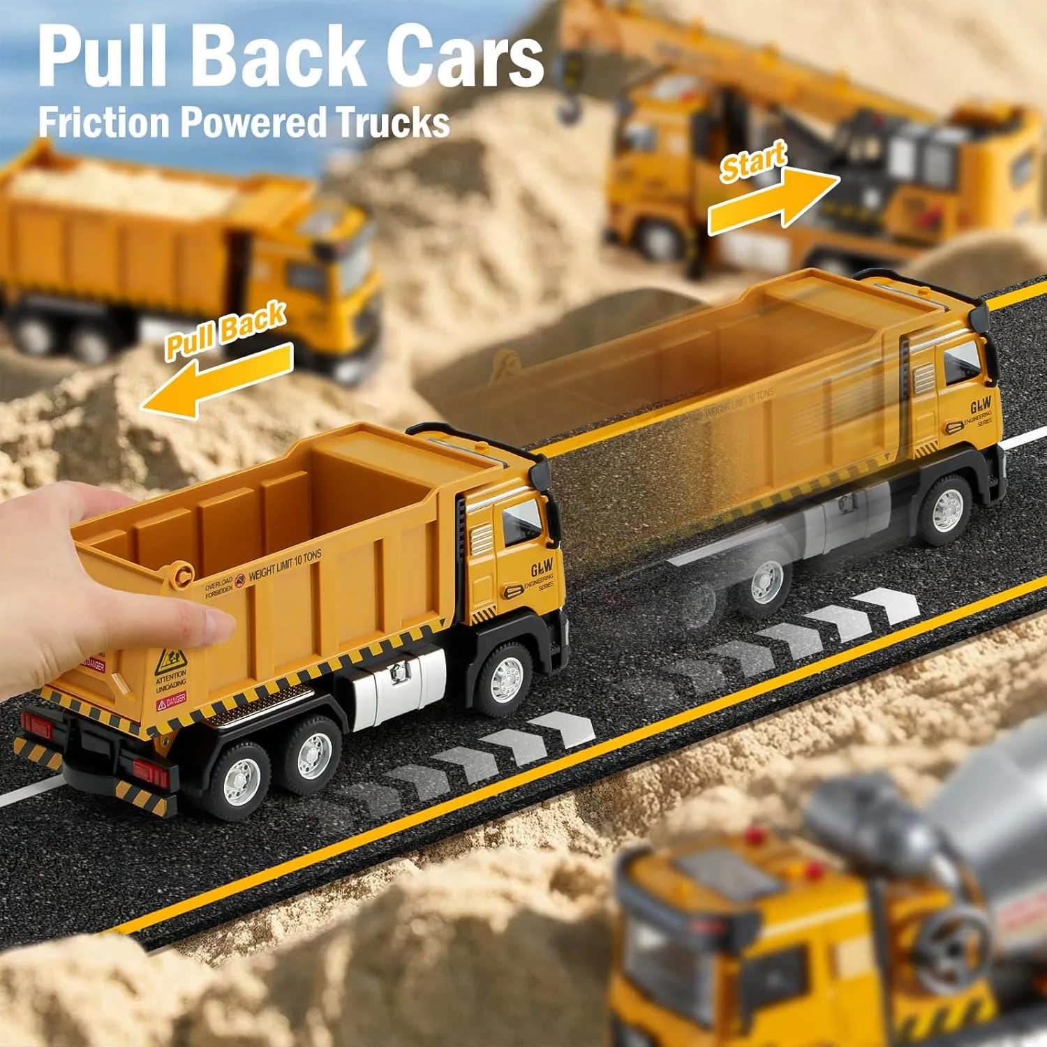 Construction Dump Truck Toy for Boys - 1:40 Alloy Realistic Excavator Pull Back Truck with Lights and Sound, Perfect Birthday for Kids Ages 3-8