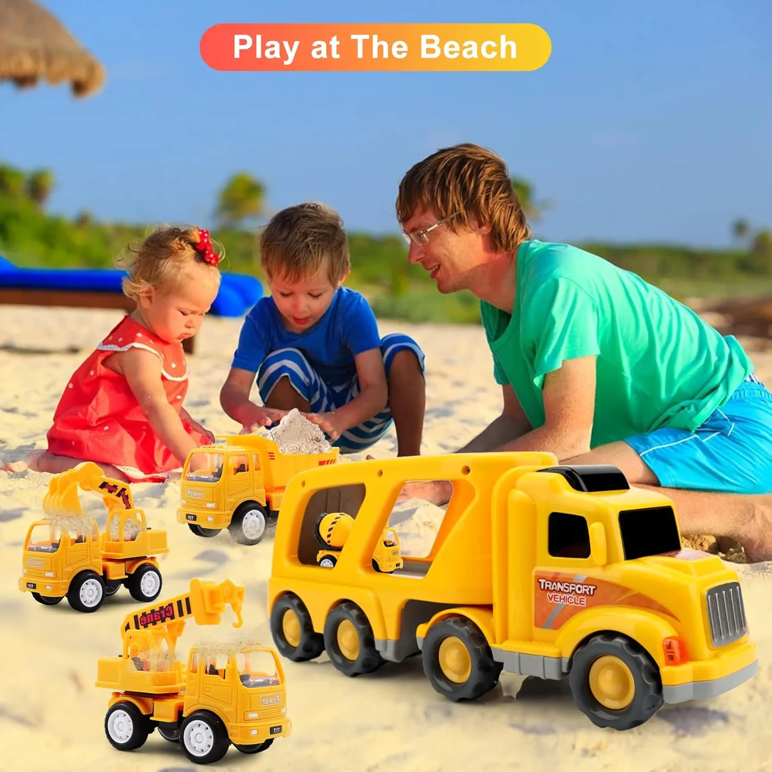 Construction Truck Toddler Toys Car: Toys for 1 2 3 4 Year Old Boy 5 in 1 Carrier Toys for Kids Age 1-3 2-4| 18 Months 2 Year Old Boy Christmas Birthday Gifts