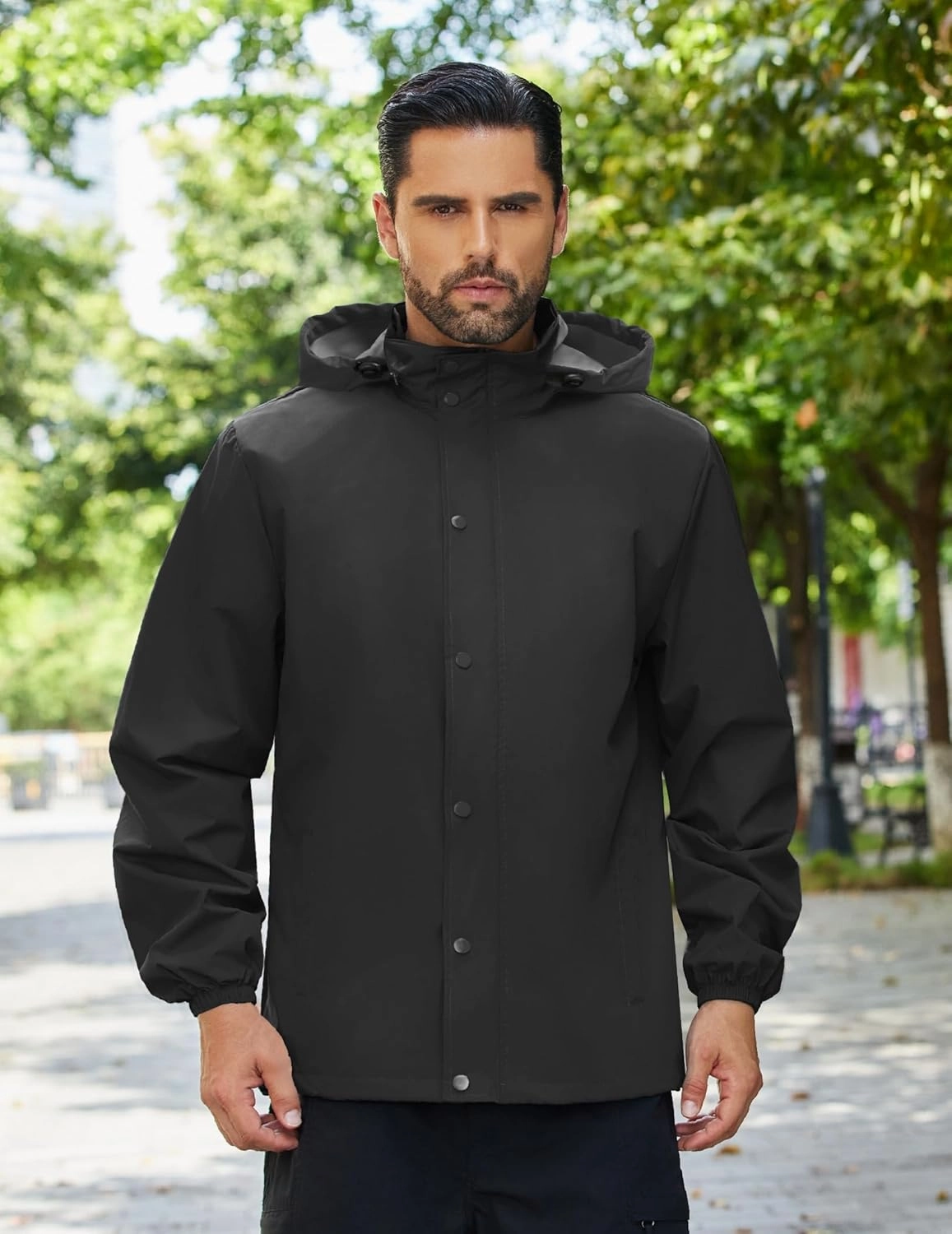 COOFANDY Men's Rain Jacket Waterproof Packable Raincoat Lightweight Rain Shell Hood Travel Golf Hiking Cycling Zip Pockets