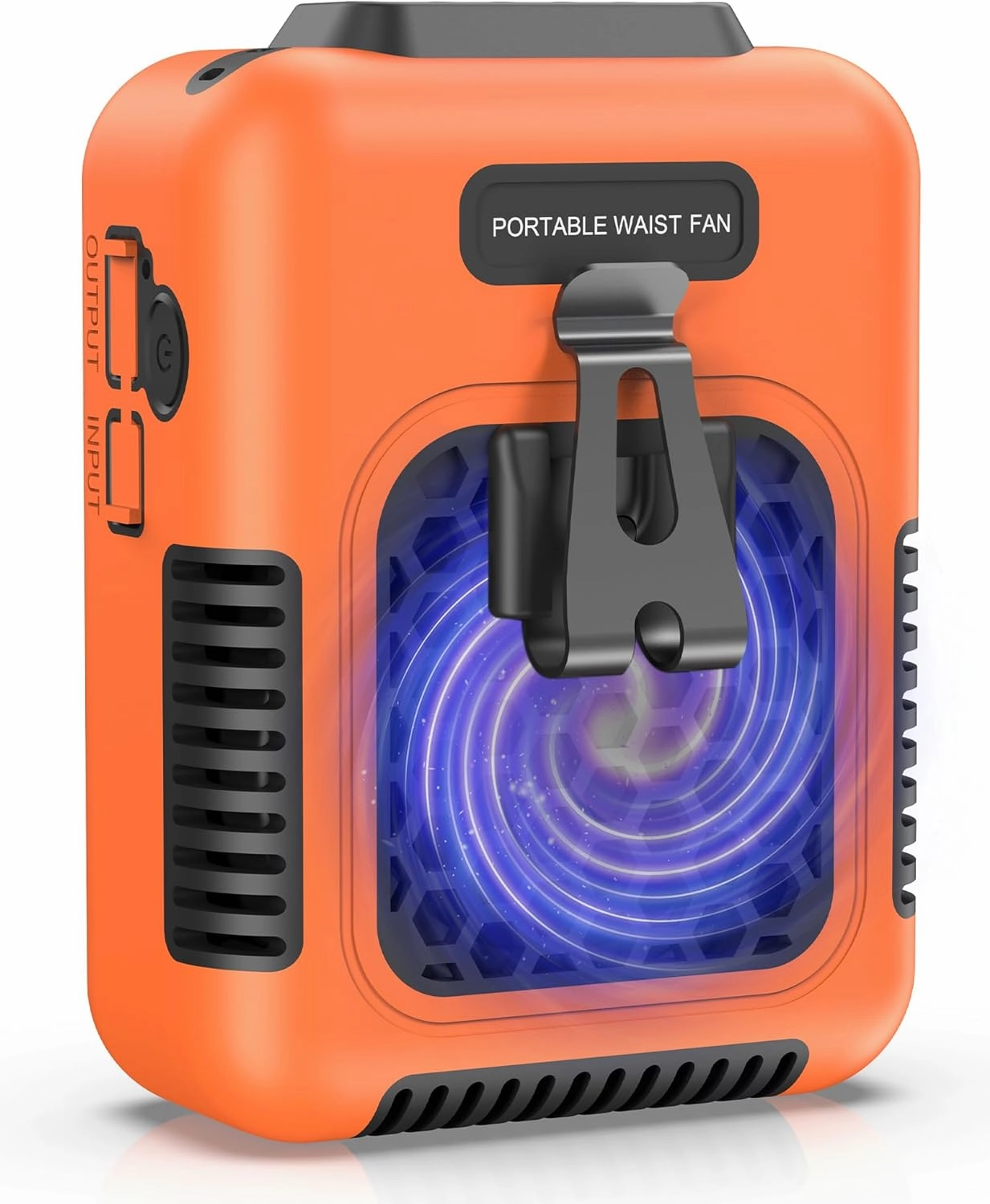 Cooling Waist Fan w/Steel Clip and Silicone Sleeve, Under Shirt Fan Clip On with Lanyard, 24H Personal Fan, 3 Speeds Cooling Belt Fan, 6000mah Rechargeable Body Fan for Outdoor, Travel