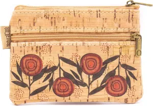 Cork zipper Pouch, Mini coin purse wallet, Vegan, waterproof durable, Eco friendly sustainable organic, (A)