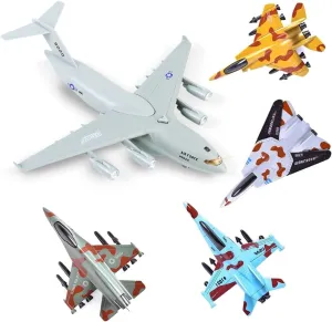 CORPER TOYS Diecast Pullback Military Fighter Jets Toys Set and Aircraft Plane with Sounds and Liights