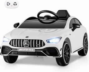 Costzon Ride on Car, 12V Licensed Mercedes-Benz Kids’ Electric Vehicles with Parent Remote, Rocking Function, Music & Horn, LED Headlights & Soft Start, Battery Powered Kids Car Toy for Ages 3 (White)