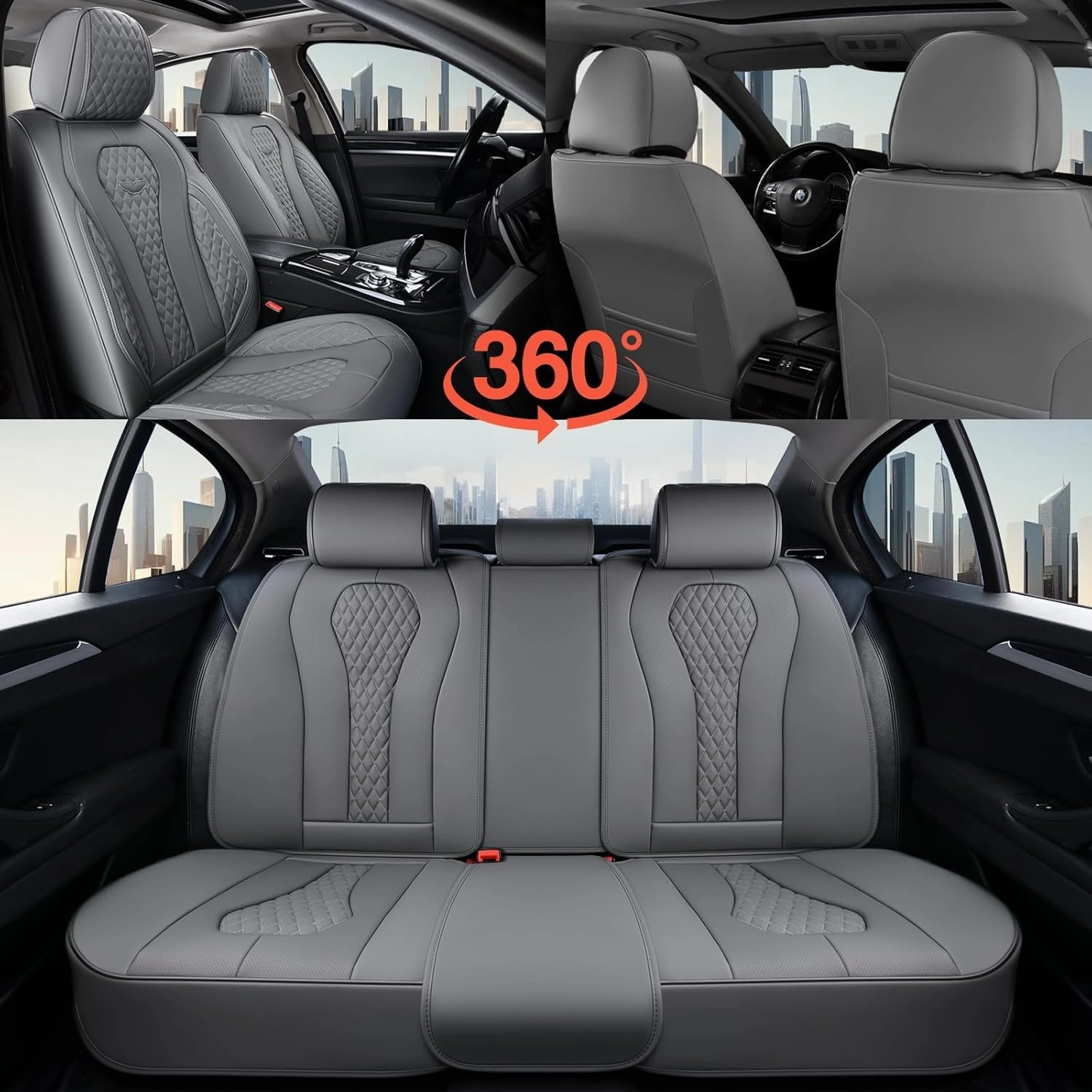 Coverado Seat Covers, Car Seat Covers Full Set, Gray Car Seat Cover, Car Seat Cushion Waterproof, Front Seats Back Seat Covers, Automotive Seat Covers, Car Seat Protector Universal Fit Most Cars