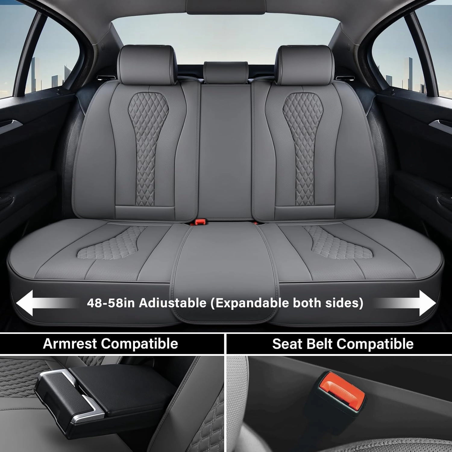 Coverado Seat Covers, Car Seat Covers Full Set, Gray Car Seat Cover, Car Seat Cushion Waterproof, Front Seats Back Seat Covers, Automotive Seat Covers, Car Seat Protector Universal Fit Most Cars