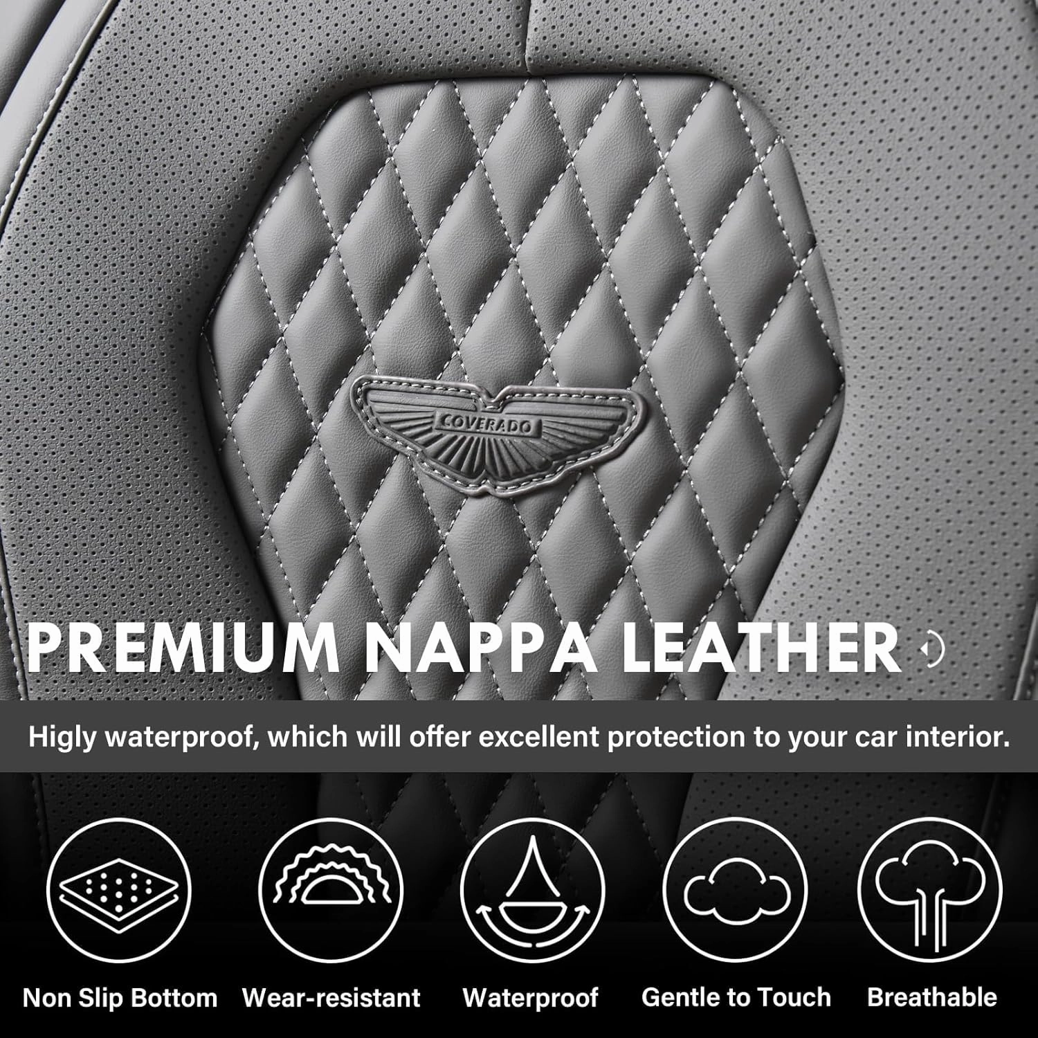 Coverado Seat Covers, Car Seat Covers Full Set, Gray Car Seat Cover, Car Seat Cushion Waterproof, Front Seats Back Seat Covers, Automotive Seat Covers, Car Seat Protector Universal Fit Most Cars