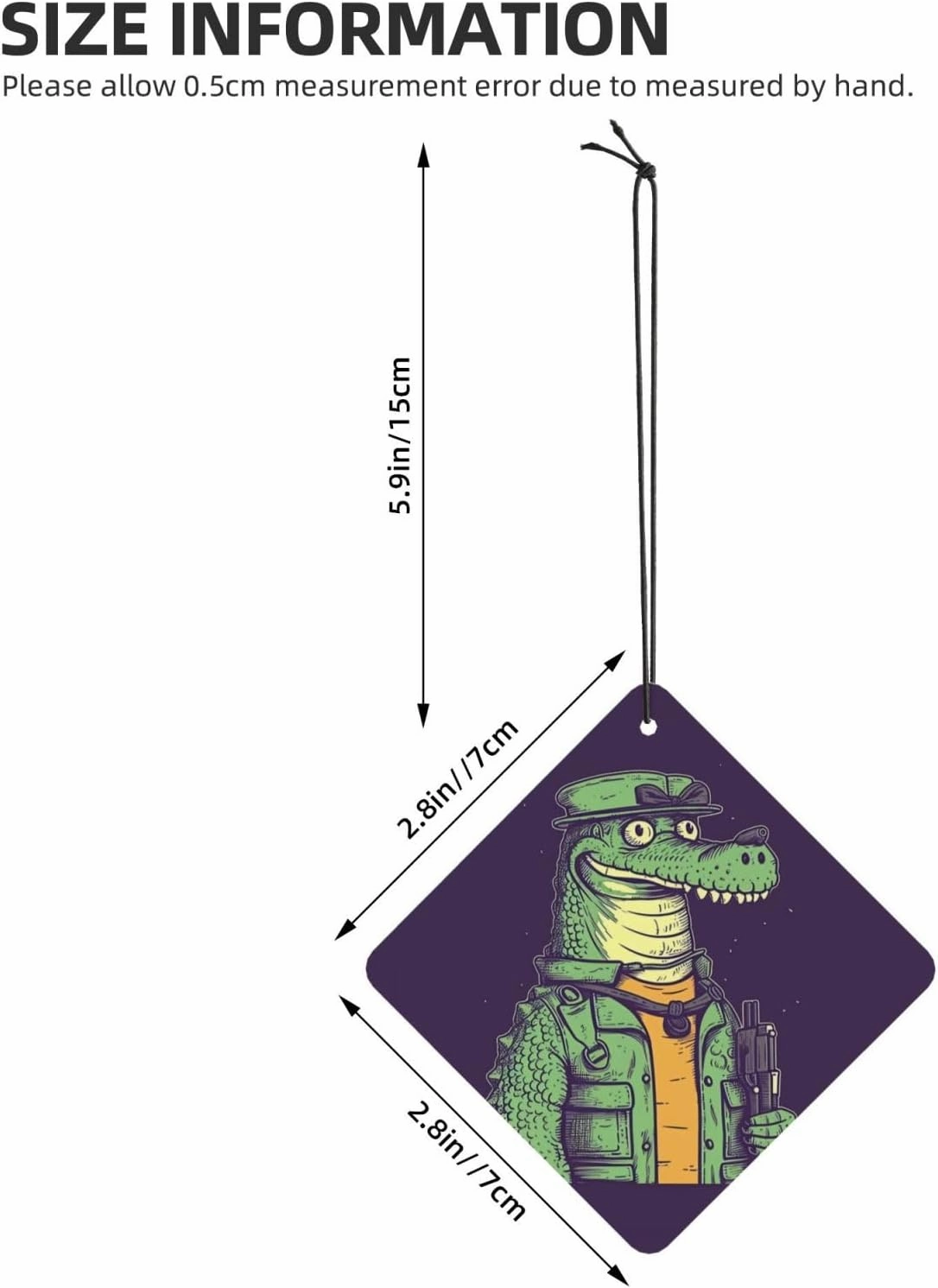Crocodile holding gun Print Car Air Fresheners 6 Pcs Car Aromatherapy Tablets Hanging Air Freshener Wardrobe Pendant Fragrance Scented Cards for Rearview Mirror Bedroom Car Interior Decor