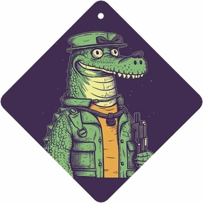 Crocodile holding gun Print Car Air Fresheners 6 Pcs Car Aromatherapy Tablets Hanging Air Freshener Wardrobe Pendant Fragrance Scented Cards for Rearview Mirror Bedroom Car Interior Decor