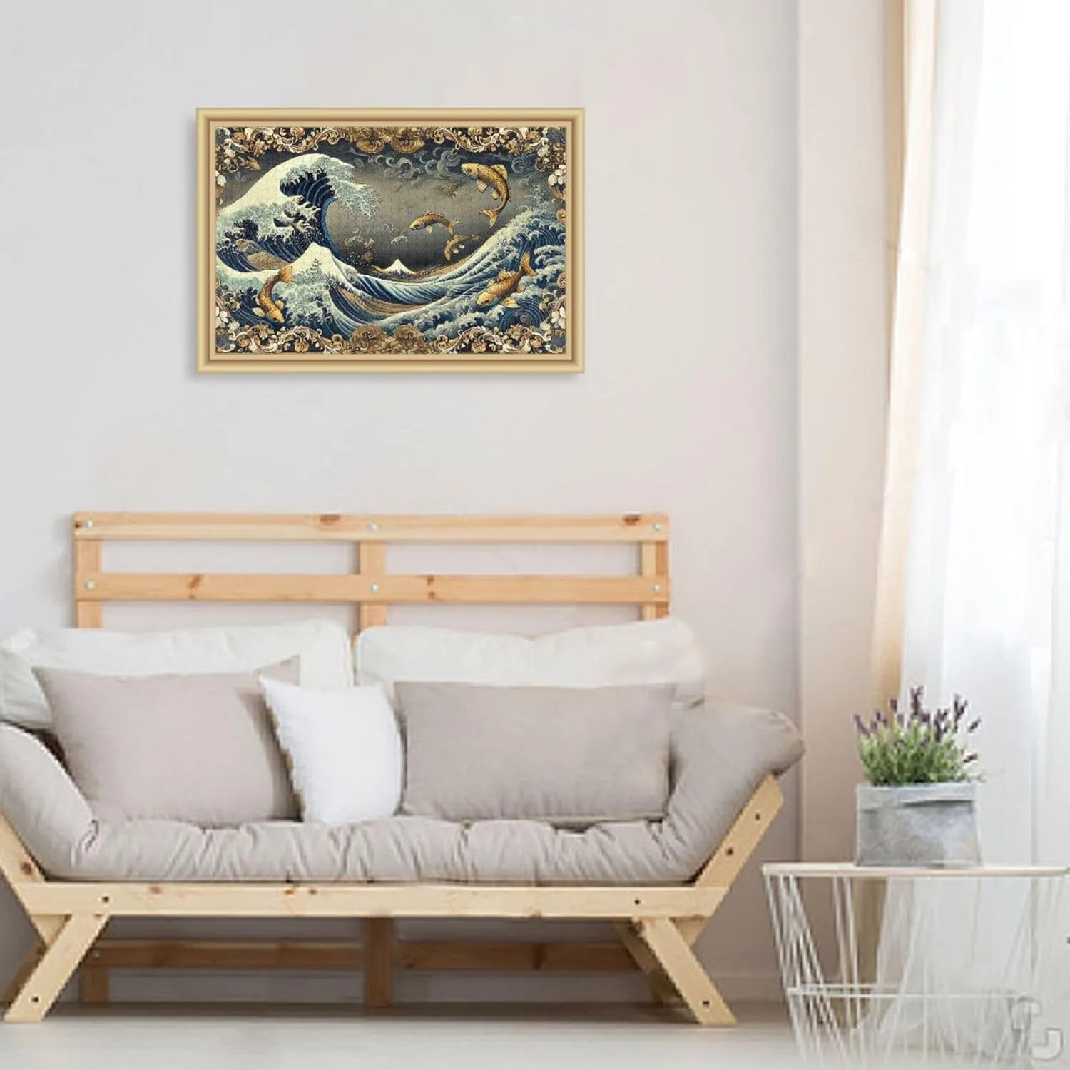 Custom Ocean Waves Gold Fish Jigsaw Puzzle 500 Pieces Adults Scenery Animal Art Unique Puzzles for Adults Tech Game Puzzle Gifts, 20.5" x 14.9"