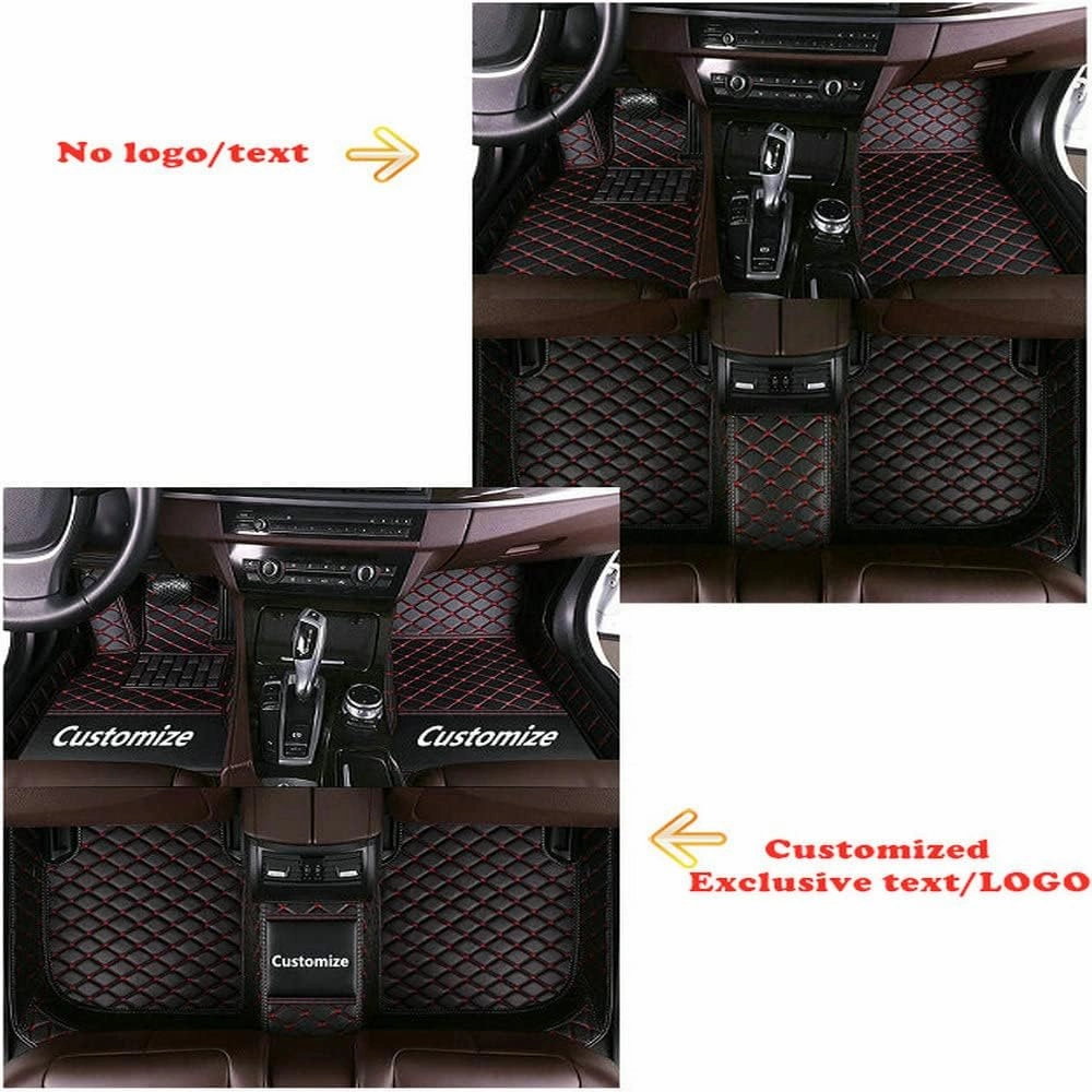 Custom Personalized Floor Mats for Cars - Luxury Full Coverage All Weather Mats, Anti-Slip Leather Mat Set, Fit for 99% of Cars, SUVs & Trucks (Black Beige, A-Diamond)