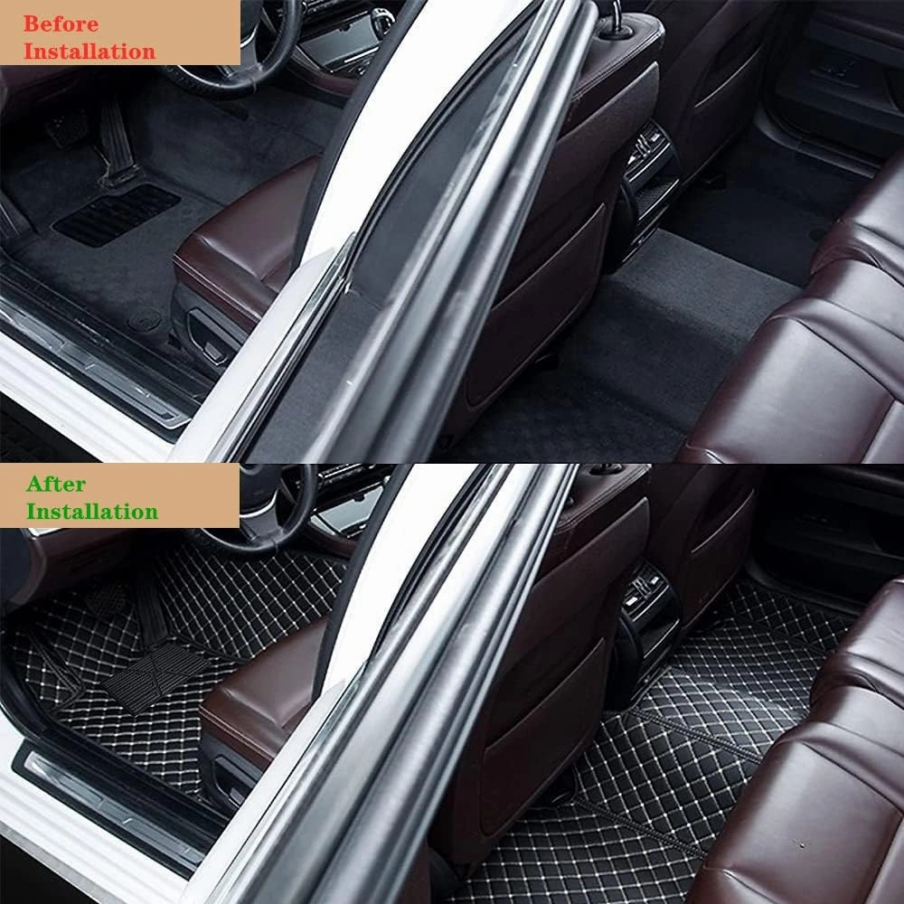 Custom Personalized Floor Mats for Cars - Luxury Full Coverage All Weather Mats, Anti-Slip Leather Mat Set, Fit for 99% of Cars, SUVs & Trucks (Black Beige, A-Diamond)