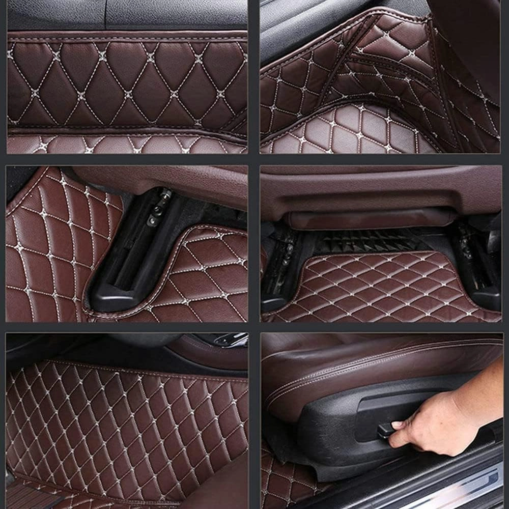 Custom Personalized Floor Mats for Cars - Luxury Full Coverage All Weather Mats, Anti-Slip Leather Mat Set, Fit for 99% of Cars, SUVs & Trucks (Black Beige, A-Diamond)