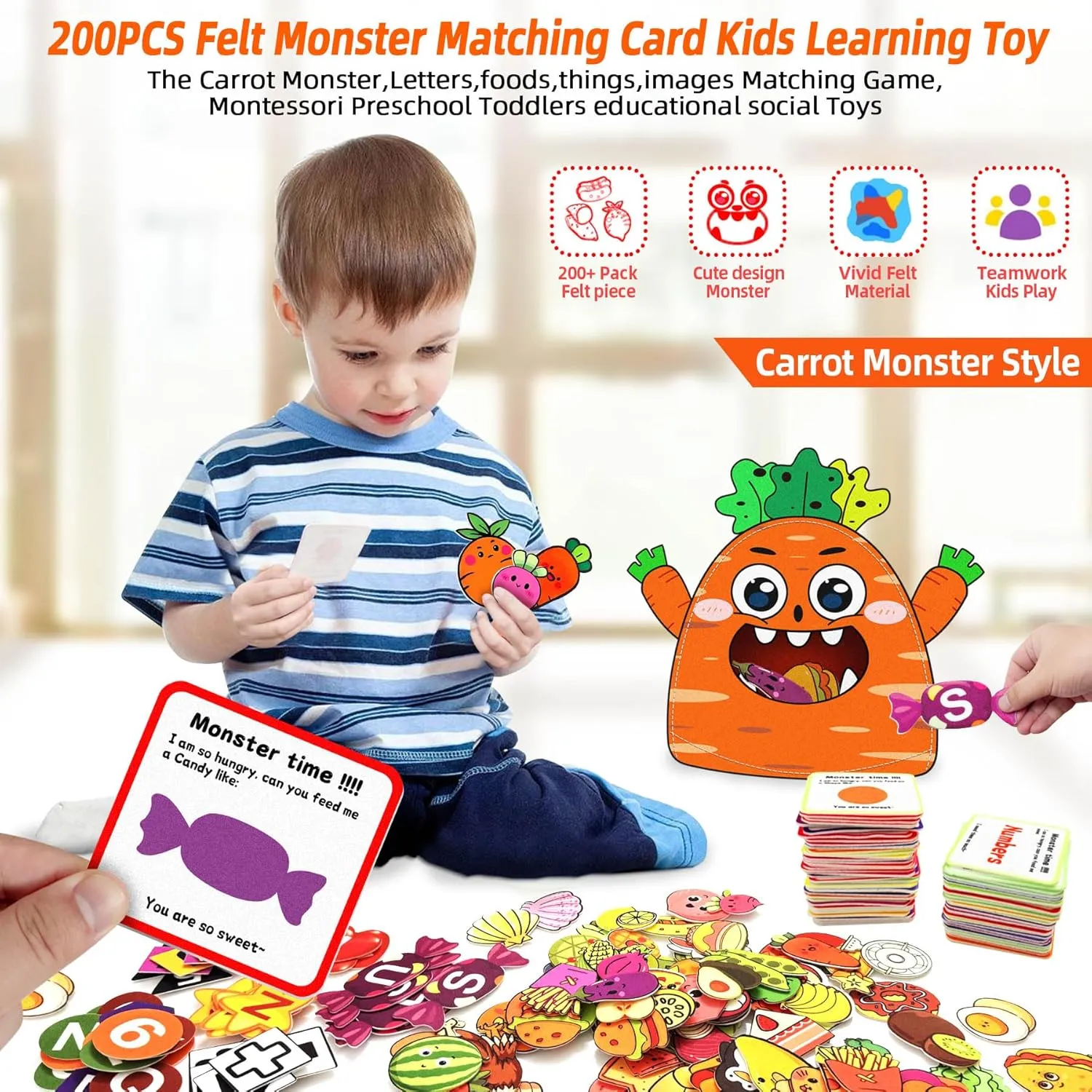 Cute Animal Alphabet Monster Learning Toy Colorful Matching Game Montessori Preschool Learning Activities Story Set Educational Spelling Letter Games for Kids Toddlers