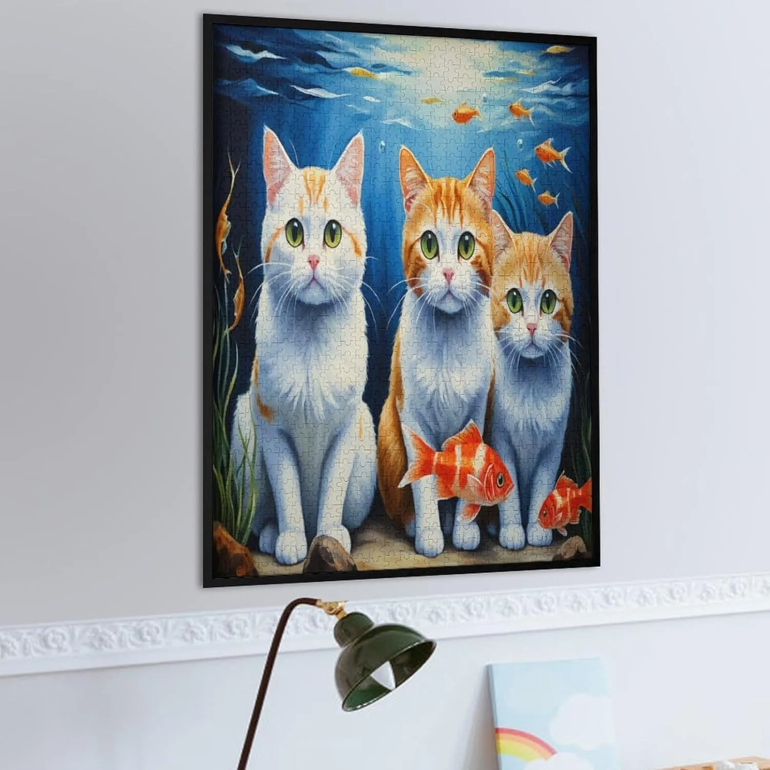 Cute Cat and Fish Funny Puzzle 1000 Piece Puzzles Challenging Jigsaw Puzzles for Adults and Kids Hard Puzzle Challenging Game Toys