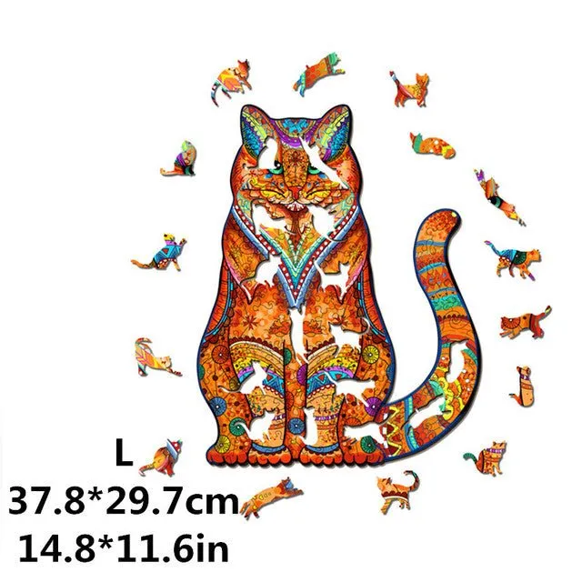 Cute Cat 'Orange Hunter' 3D Wood Jigsaw Puzzle