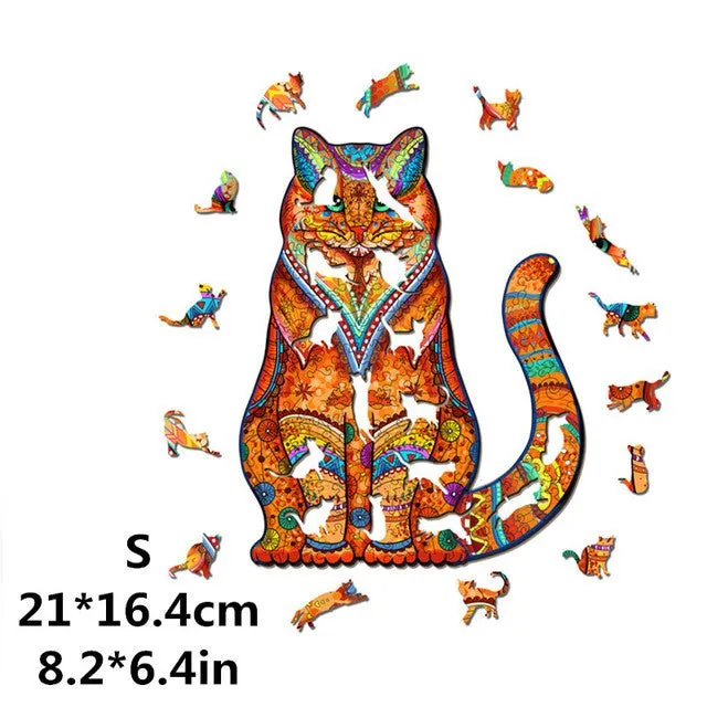 Cute Cat 'Orange Hunter' 3D Wood Jigsaw Puzzle