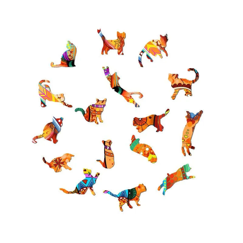 Cute Cat 'Orange Hunter' 3D Wood Jigsaw Puzzle