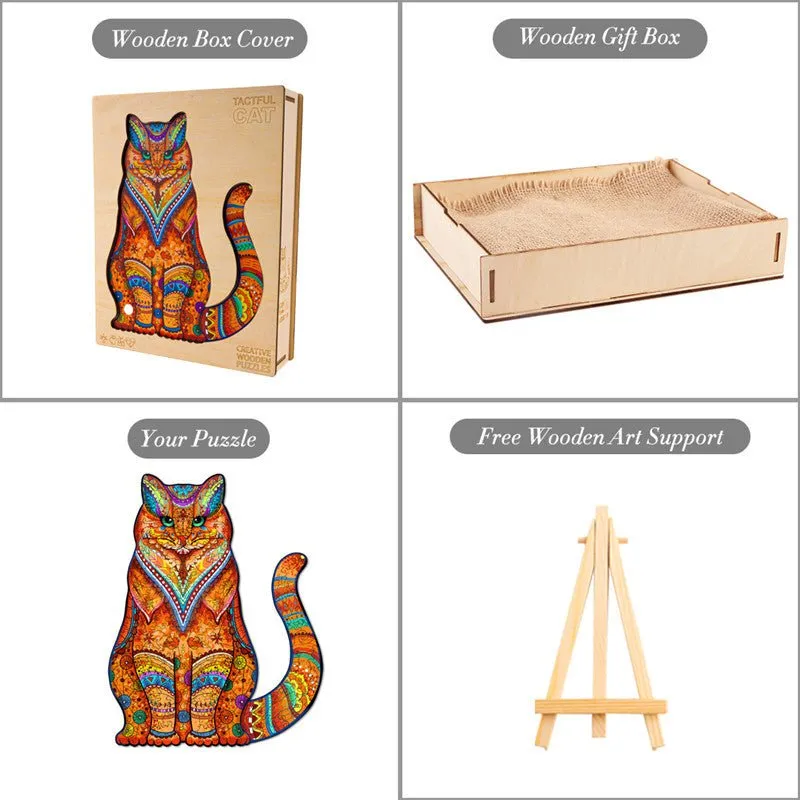 Cute Cat 'Orange Hunter' 3D Wood Jigsaw Puzzle