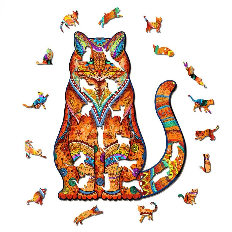 Cute Cat 'Orange Hunter' 3D Wood Jigsaw Puzzle
