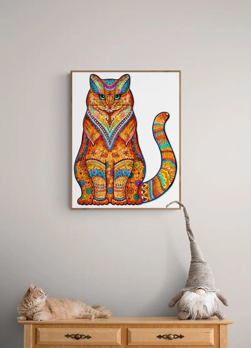 Cute Cat 'Orange Hunter' 3D Wood Jigsaw Puzzle