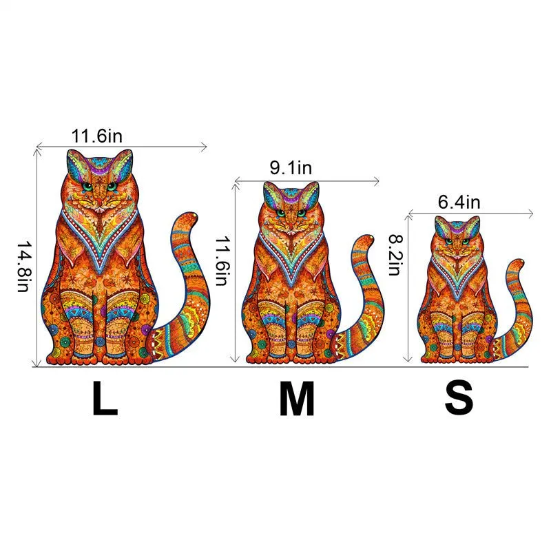 Cute Cat 'Orange Hunter' 3D Wood Jigsaw Puzzle