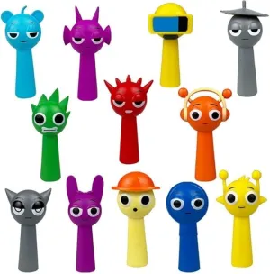 Cute Character Figurines Set, 12 Unique Designs, 3 x 1 x 1 inches, Collectible Cake Toppers