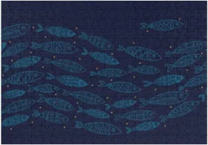 Cute Fish Background Jigsaw Puzzles for Adult Large Picture Wooden Puzzles Intelligent Toys Education Brain Puzzles Game Home Wall Decor 1000 pcs