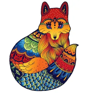 Cute Fox 'Train Mandala' 3D Wood Jigsaw Puzzle