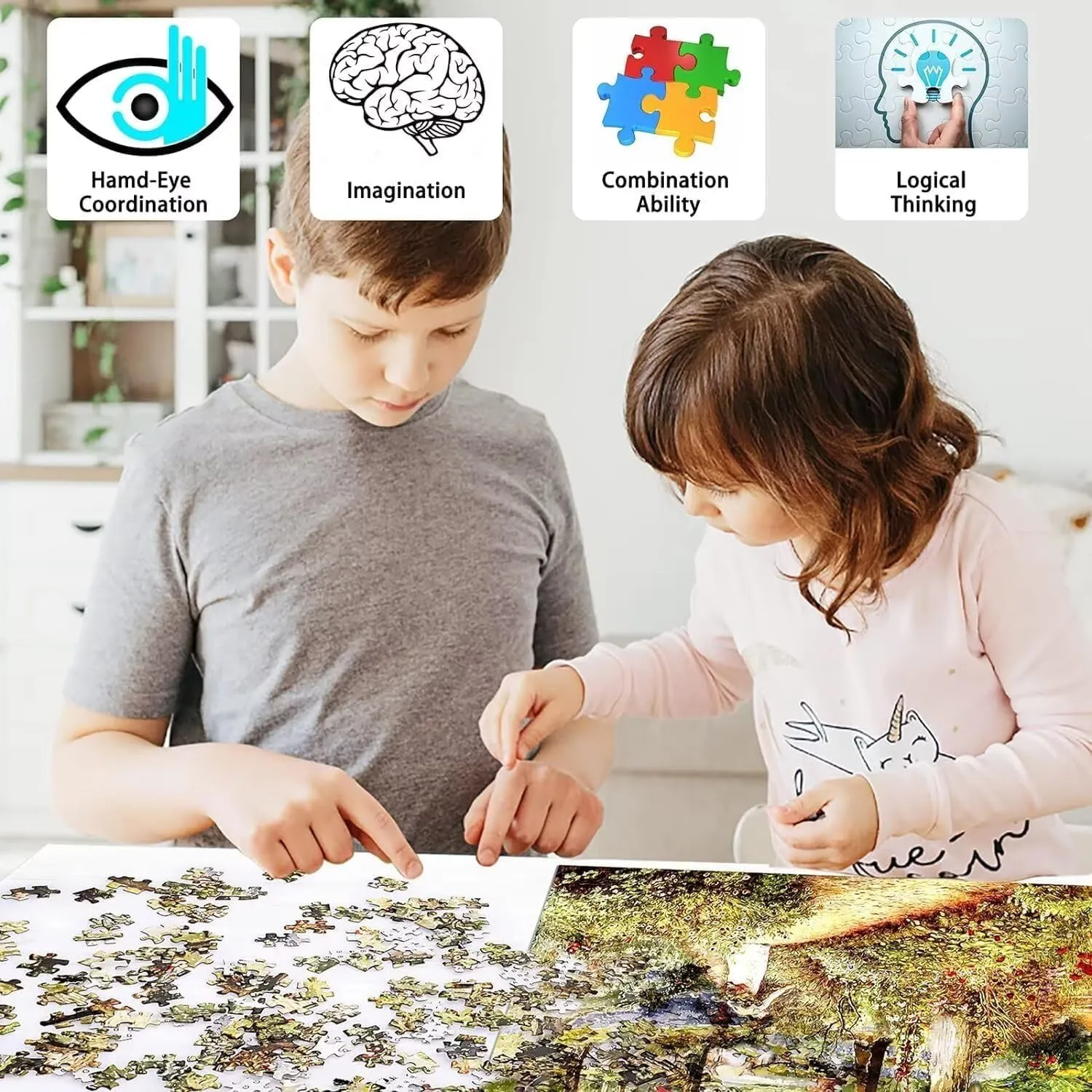 Cute Girl and Fish 1500 Pieces Wooden Jigsaw Puzzles for Adults Children Educational Intellectual Puzzle Toys Home Decoration Art DIY Toy Gift