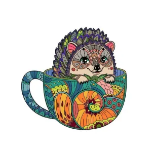 Cute Hedgehog 'Tea Cup' 3D Wood Jigsaw Puzzle
