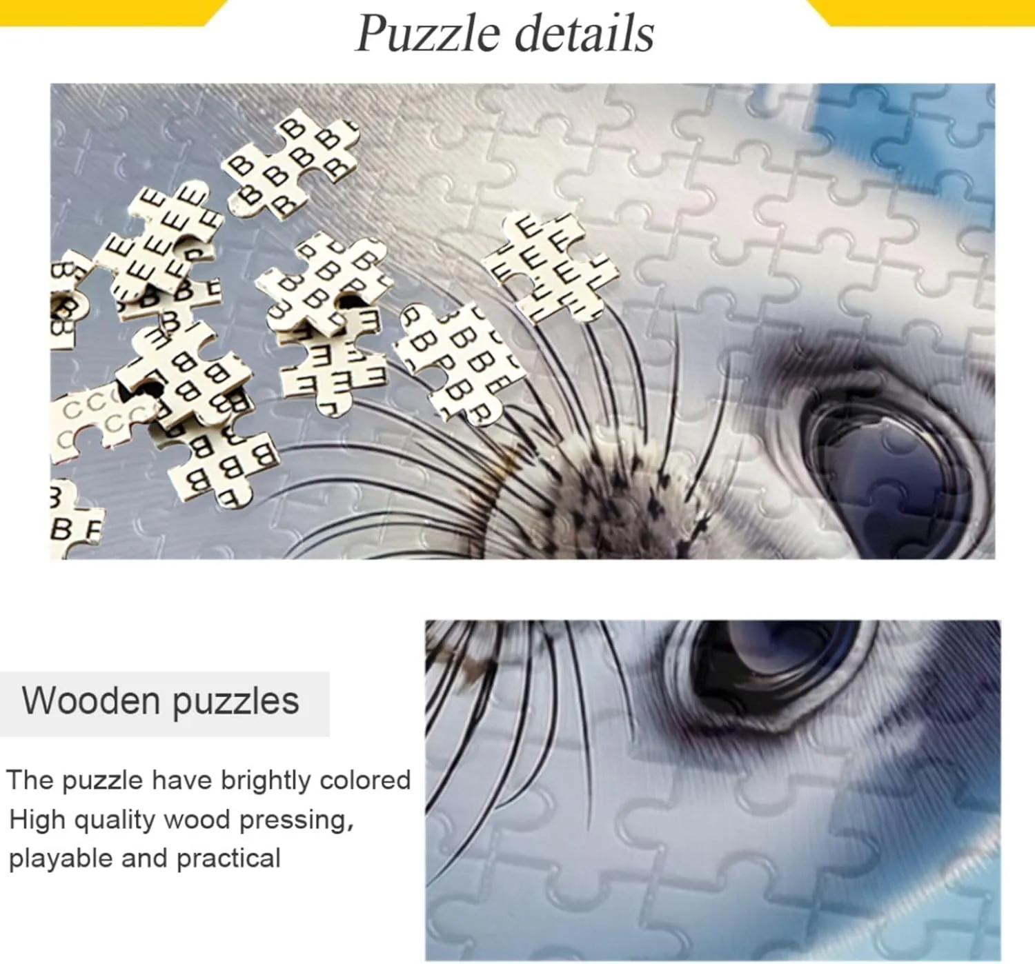 Cute Seal Polar Animal Jigsaw Puzzles 500 Pieces Adults Scenery Animal Artwork Art Hard Puzzles Personalized Lovers White Elephants Gifts, 20.5" x 14.9"