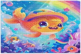 Cute Cartoon Fish Wearing Hat Jigsaw Puzzle Puzzles for Adults 500 Pieces Adult Puzzles Games for Puzzle Lovers