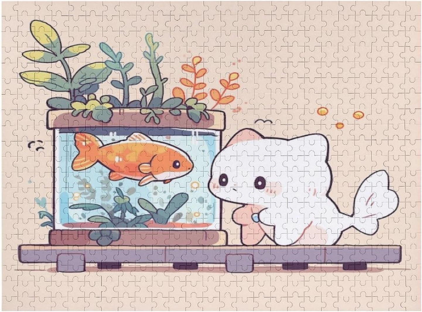Cute Cat and Fish Jigsaw Puzzle for Adults and Kids Challenging Puzzle Game Nights Jigsaw Puzzle Unique Gifts 500 Piece Funny Puzzles for Family Wedding Graduation Friends
