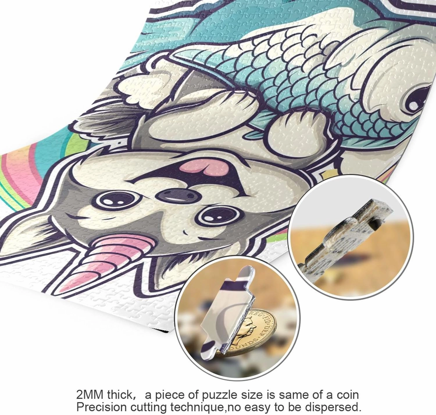 Cute Dog Fish Cartoon Custom Jigsaw Puzzles for Adults 1000 Pieces Friends Family Game Gifts Landscape Puzzle Floral Landscape, 29.5" x 19.7"