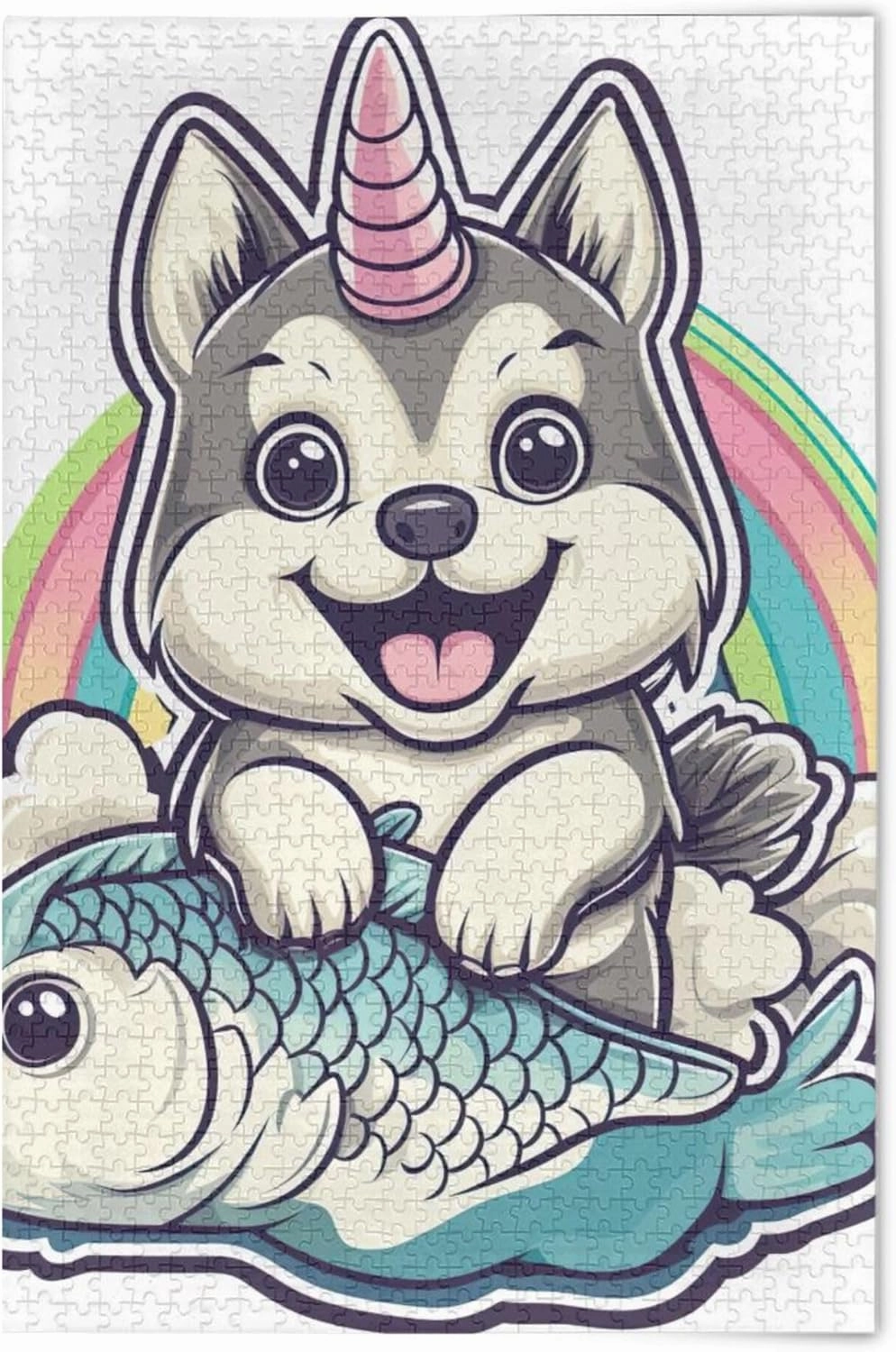 Cute Dog Fish Cartoon Custom Jigsaw Puzzles for Adults 1000 Pieces Friends Family Game Gifts Landscape Puzzle Floral Landscape, 29.5" x 19.7"