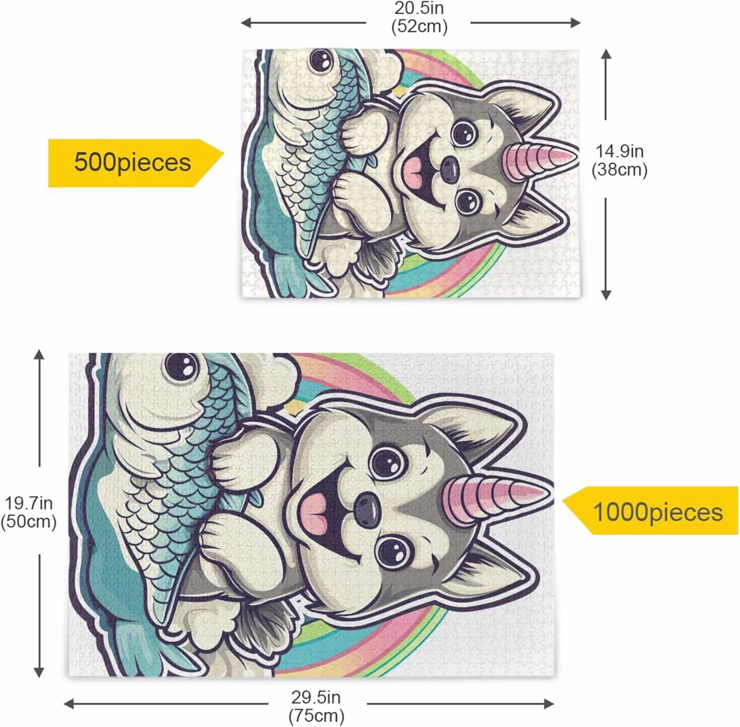 Cute Dog Fish Cartoon Custom Jigsaw Puzzles for Adults 1000 Pieces Friends Family Game Gifts Landscape Puzzle Floral Landscape, 29.5" x 19.7"