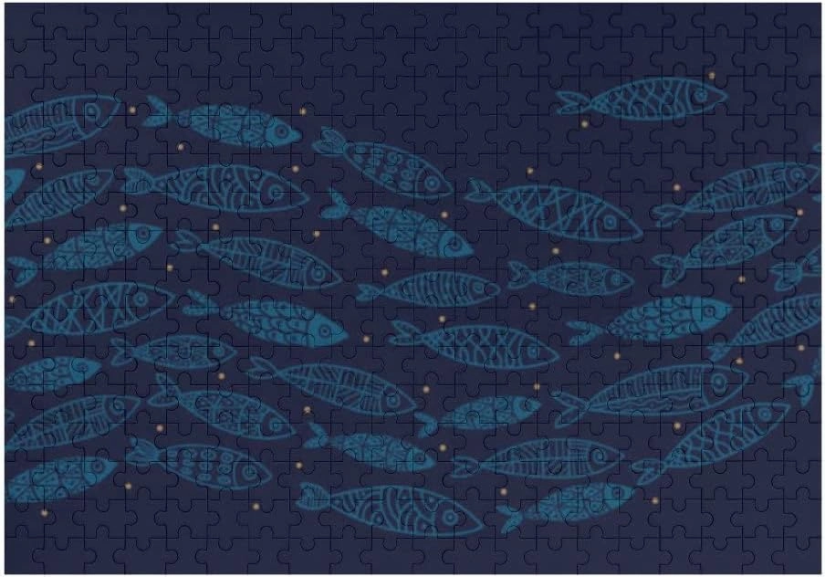 Cute Fish Background Jigsaw Puzzles for Adult Large Picture Wooden Puzzles Intelligent Toys Education Brain Puzzles Game Home Wall Decor 300 pcs