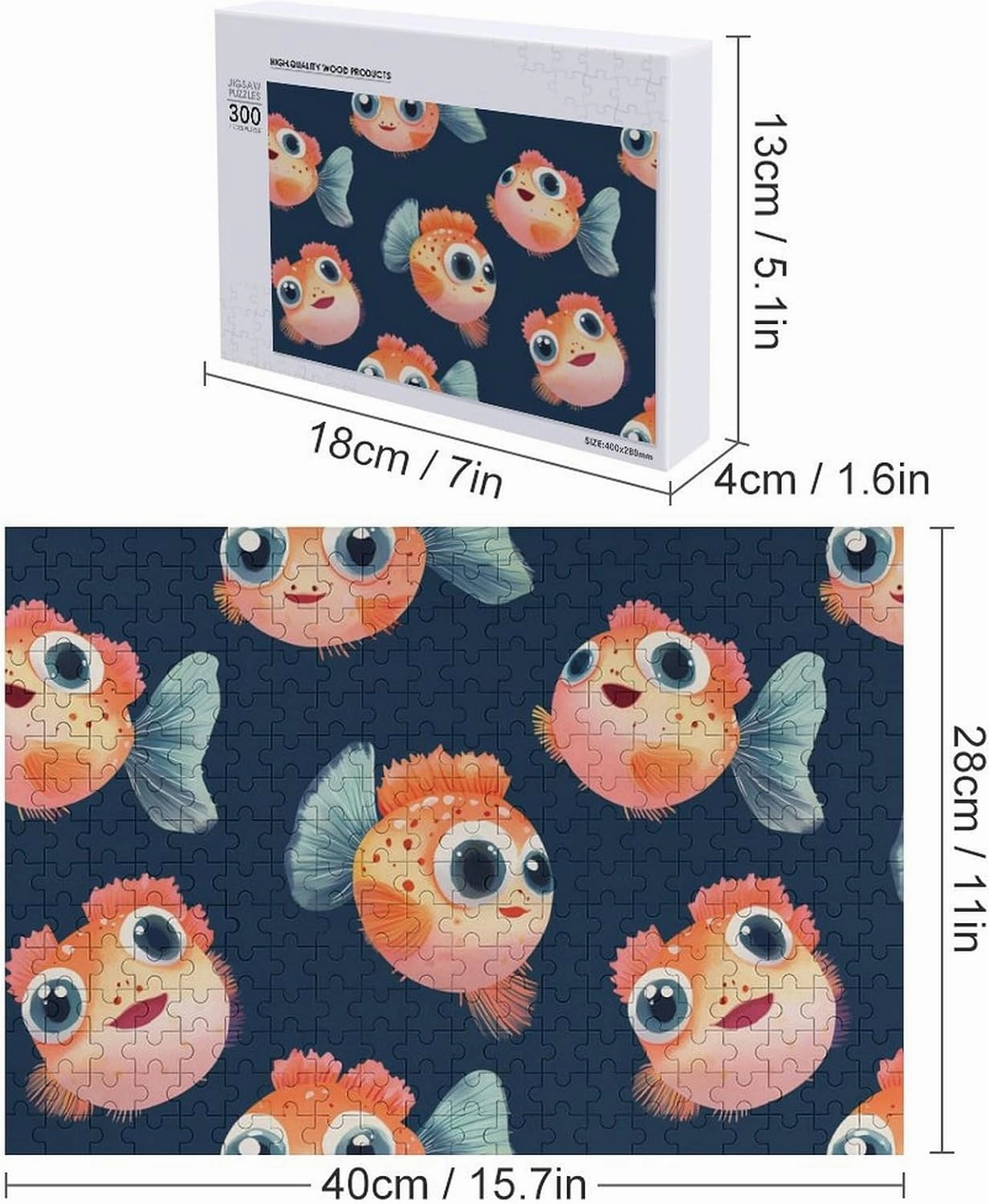 Cute Fish Funny Jigsaw Puzzles Wooden Puzzle for Adults Personalized Wall Art Decor 300 PCS
