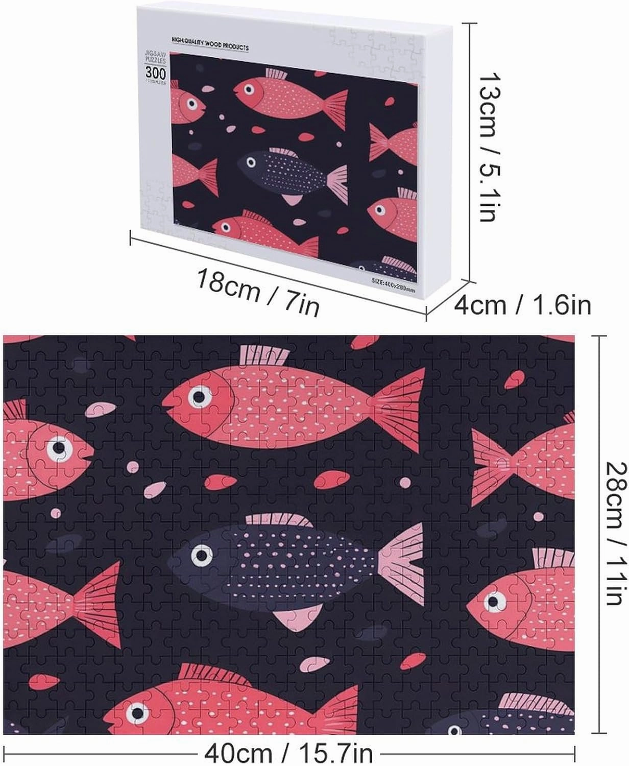 Cute Fish Pattern Funny Jigsaw Puzzles Wooden Puzzle for Adults Personalized Wall Art Decor 300 PCS