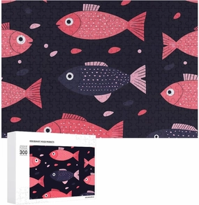 Cute Fish Pattern Funny Jigsaw Puzzles Wooden Puzzle for Adults Personalized Wall Art Decor 300 PCS