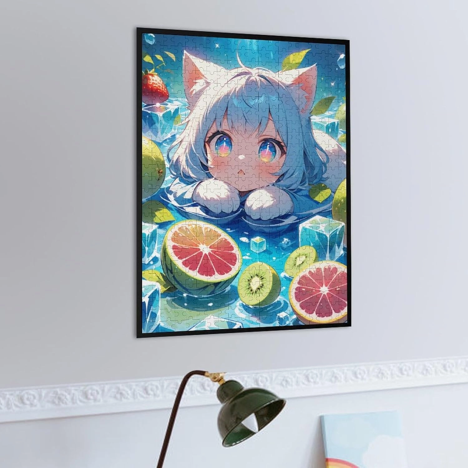 Cute Kitten Lying Among Floating Transparent Ice Cubes Wooden Puzzle - 500 PCS Puzzle for Adults and Seniors - Fun Wall Art - Unique Gift - Great Gift for Puzzle Lovers
