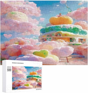 Cute Kitten Lying Among Floating Transparent Ice Cubes Wooden Puzzle - 500 Piece Puzzle for Adults and Seniors - Fun Wall Art - Unique Gift - Great Gift for Puzzle Lovers