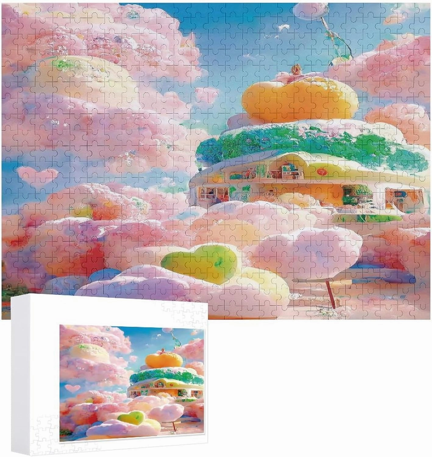Cute Kitten Lying Among Floating Transparent Ice Cubes Wooden Puzzle - 500 Piece Puzzle for Adults and Seniors - Fun Wall Art - Unique Gift - Great Gift for Puzzle Lovers
