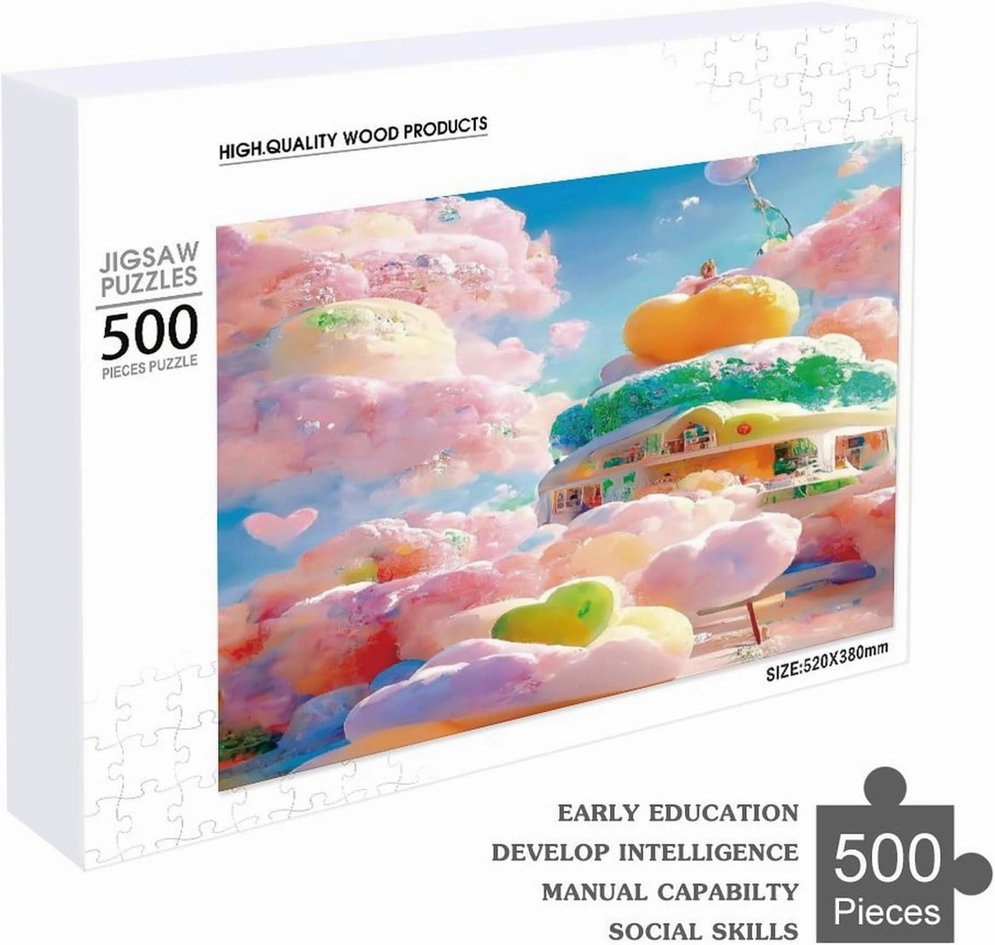Cute Kitten Lying Among Floating Transparent Ice Cubes Wooden Puzzle - 500 Piece Puzzle for Adults and Seniors - Fun Wall Art - Unique Gift - Great Gift for Puzzle Lovers