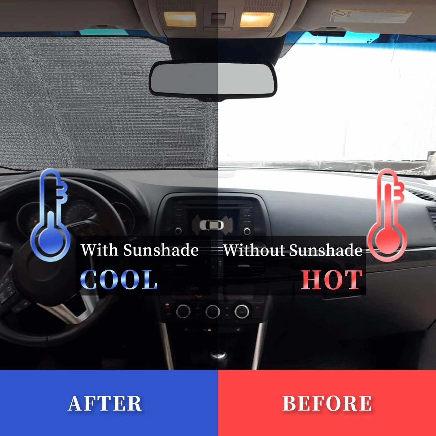 Cute Little Angel Print Car Windshield Sun Shade, Vehicle Front Window Shield Cover Sun Visor Protection
