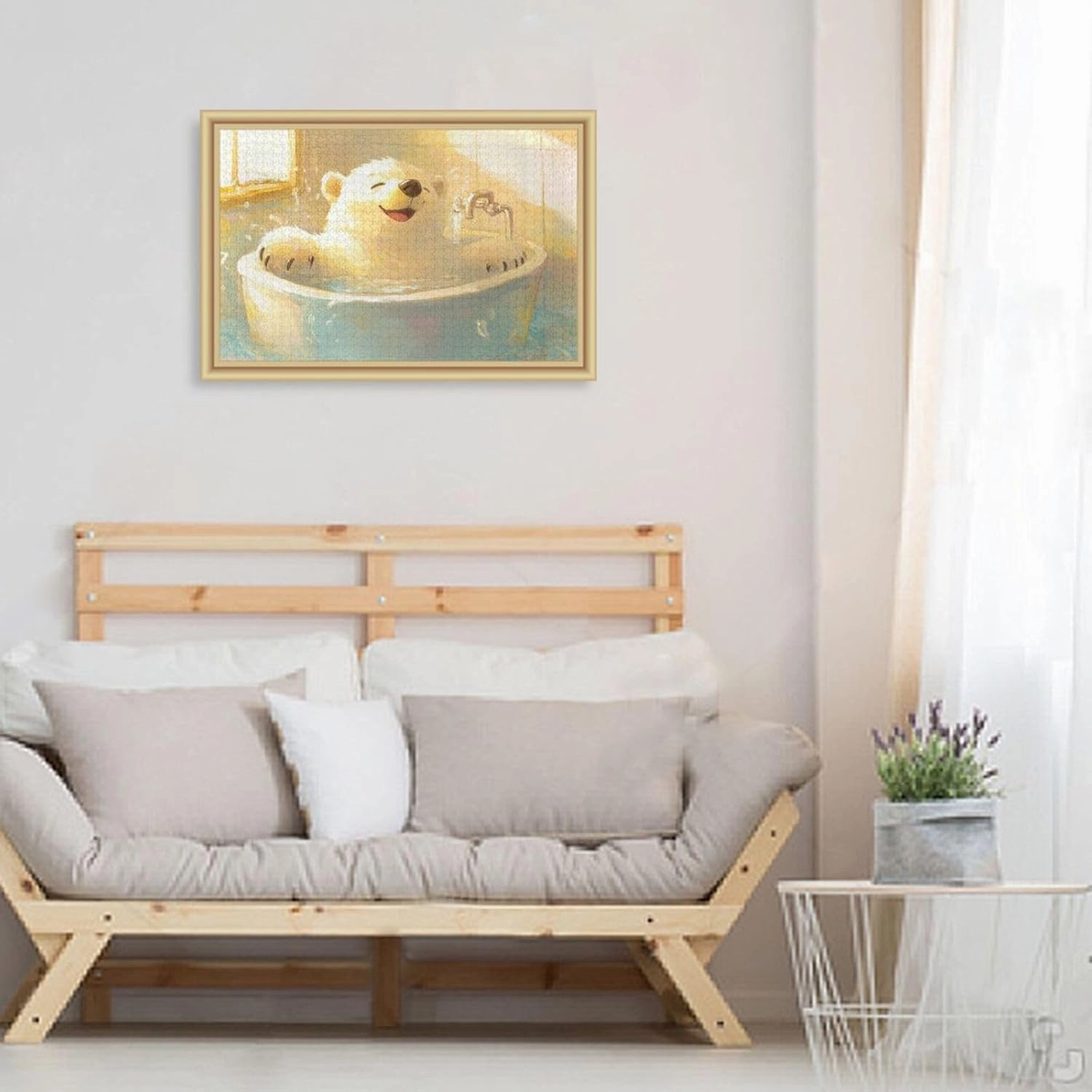 Cute Polar Bear Retro Bathtub Puzzle Wooden Puzzles Hard Brain Teasers for Aged 1000 Piecing