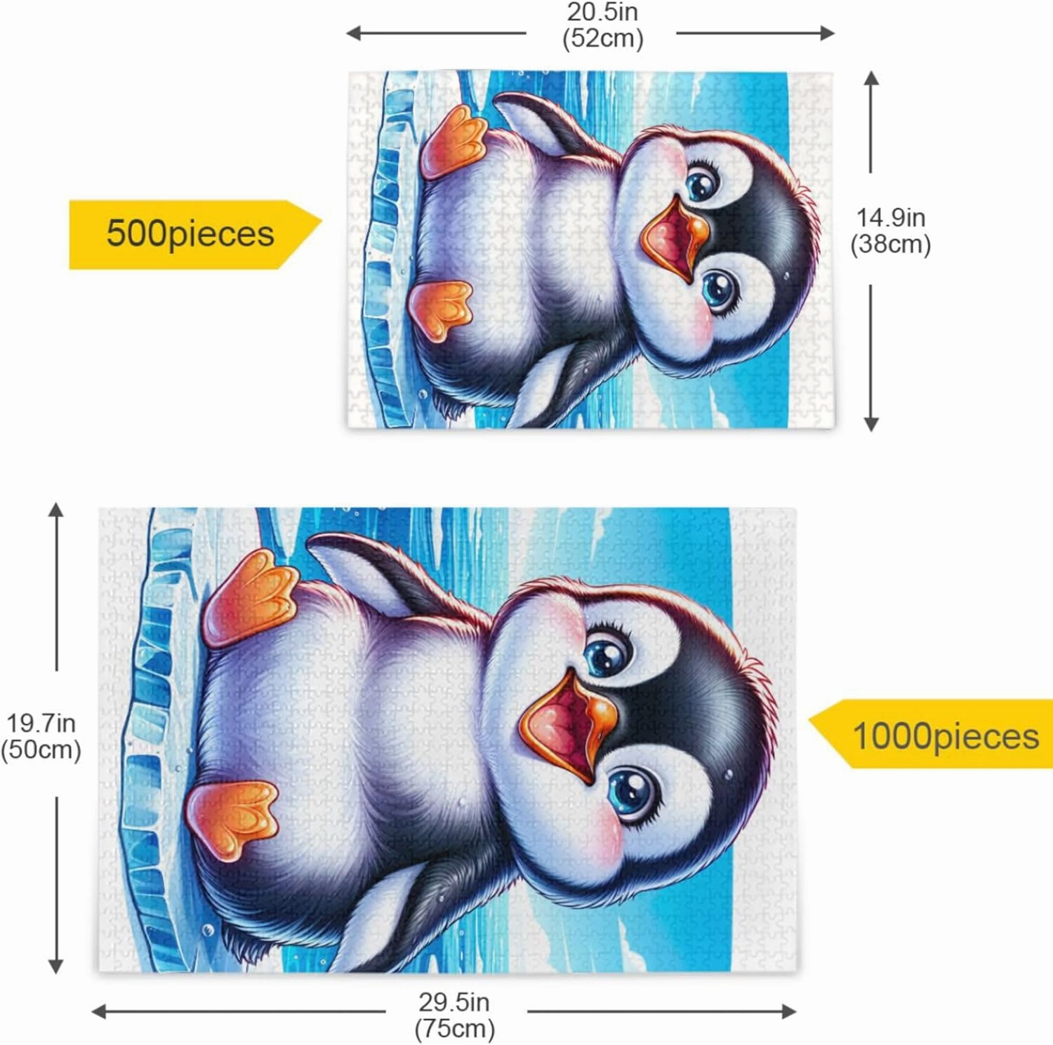 Cute Polar Penguin Print Jigsaw Puzzles 500 Pieces for Adults White Elephant Custom Fun Gag Gift Puzzle Scenery Animal Art Decor, 20.5" x 14.9"
